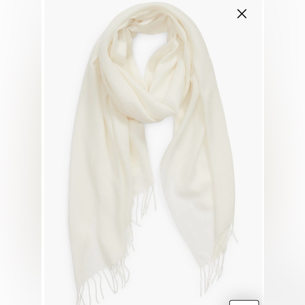 Nordstrom Snow White Cashmere Wrap with Fringe Scarf